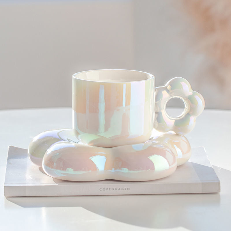 Pearlescent 300ml Coffee Cup And Cloud Saucer