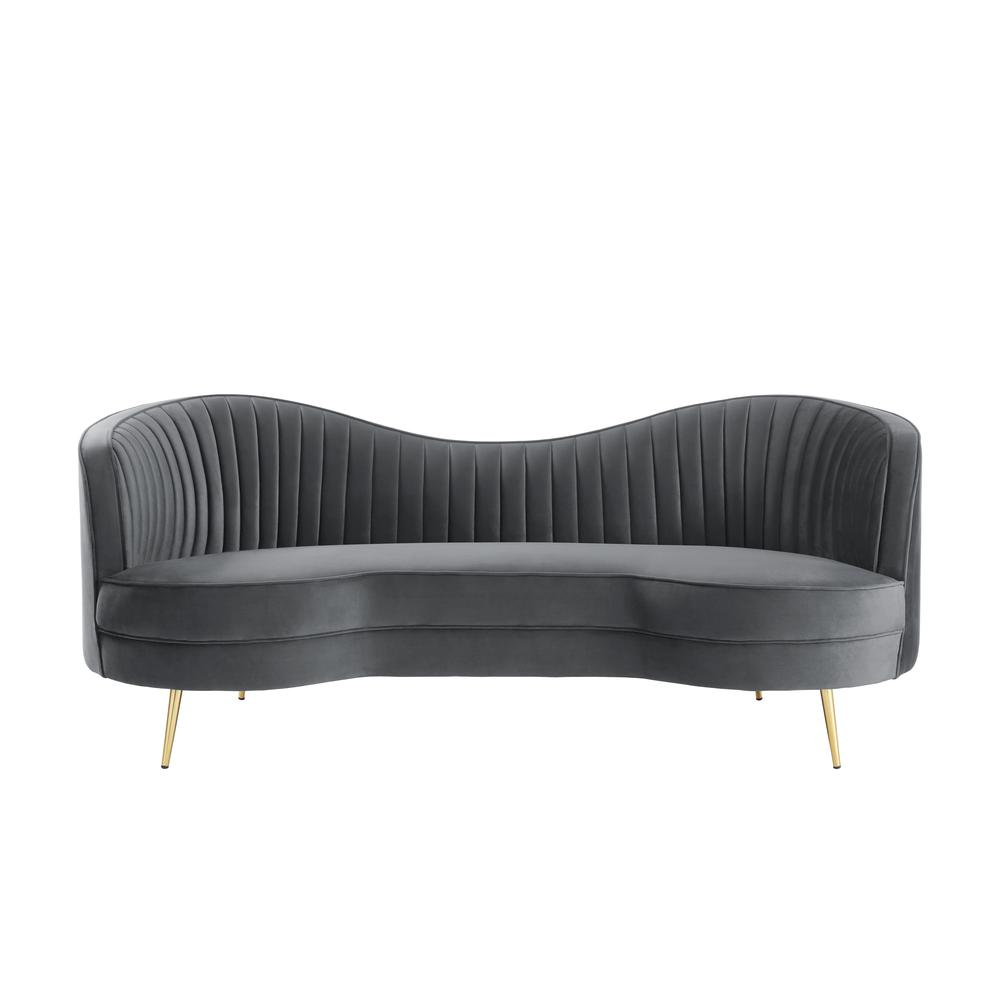 Wallace Modern Velvet Loveseat with Gold Legs in Gray