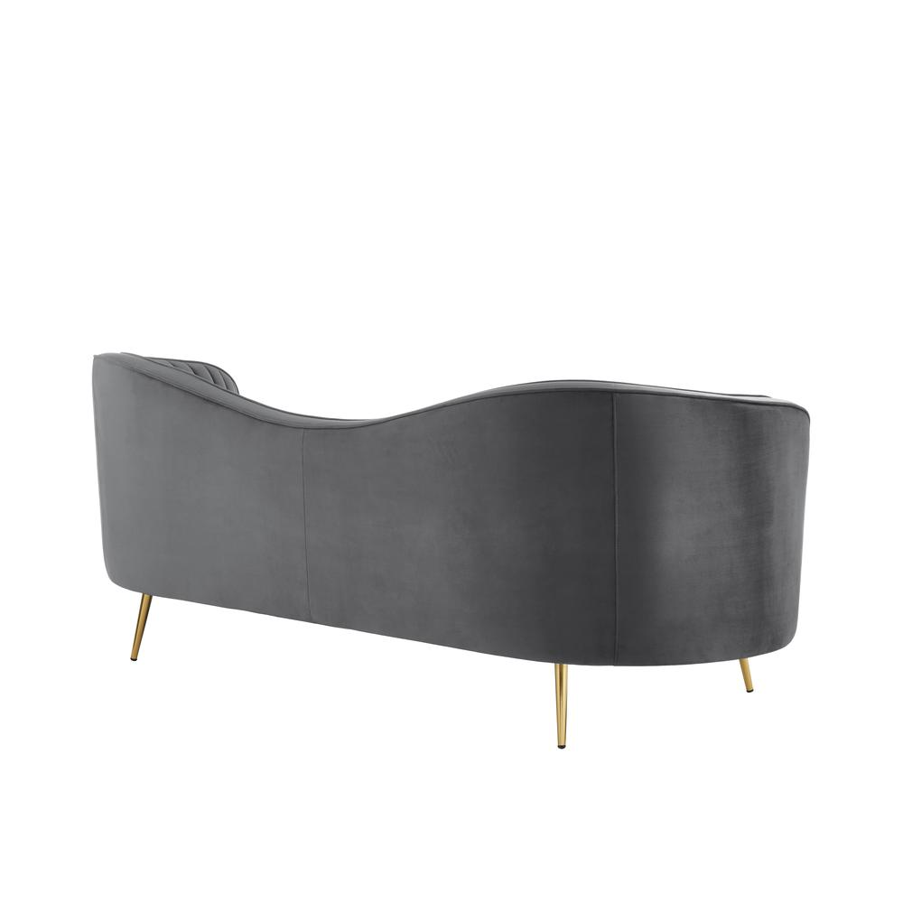 Wallace Modern Velvet Loveseat with Gold Legs in Gray