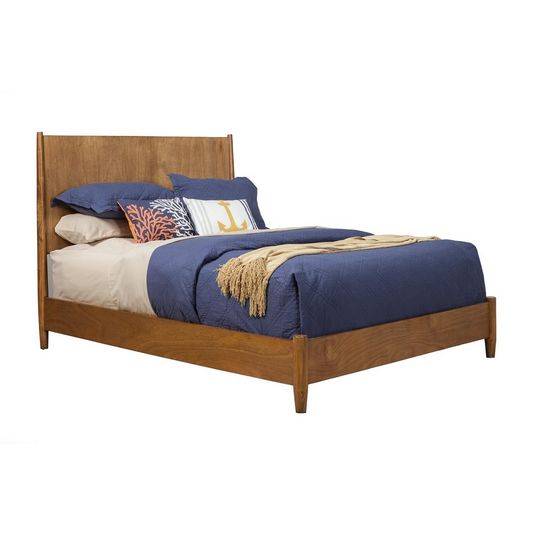 Flynn Mid Century Modern Full Size Panel Bed, Acorn