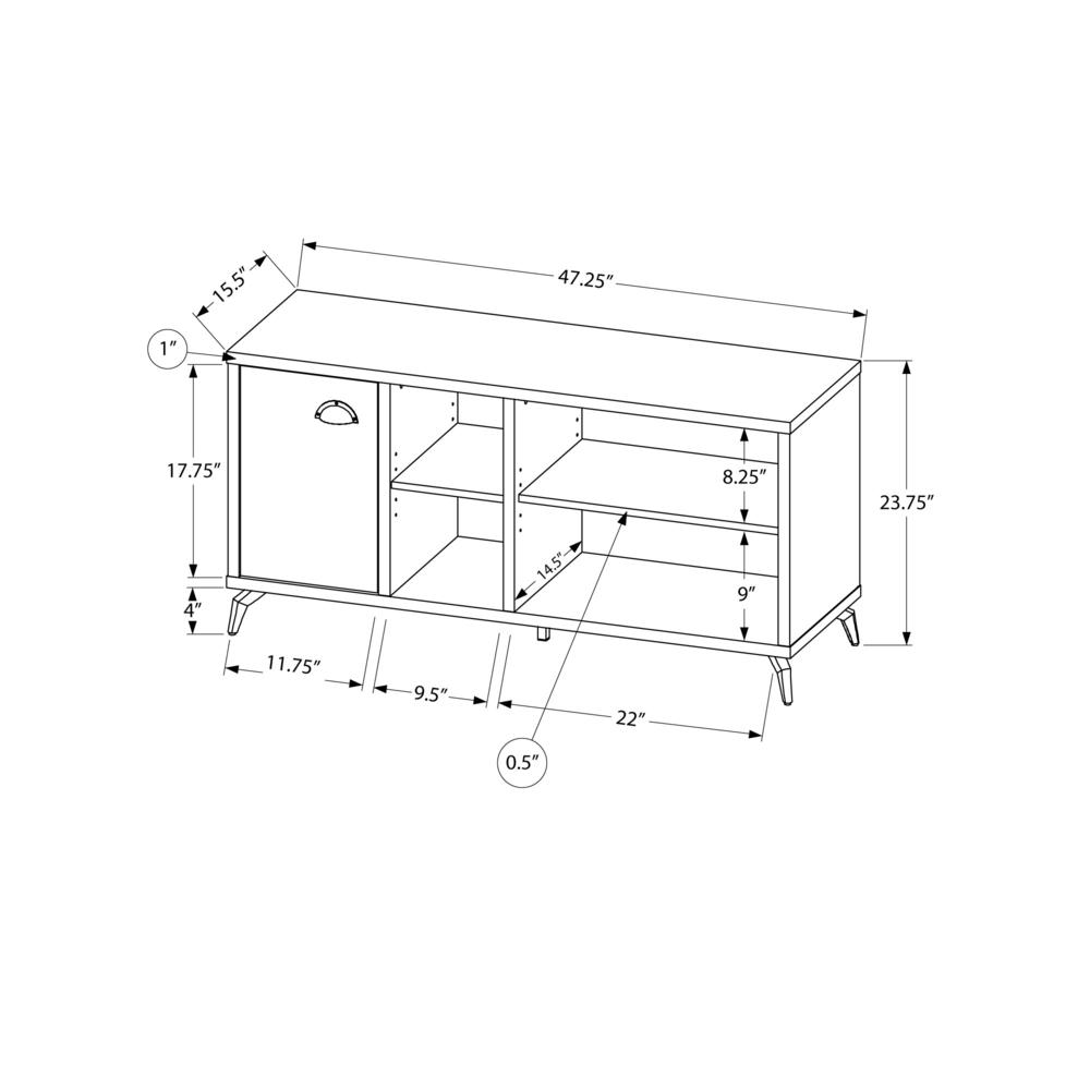 TV STAND - 48"L / GREY CONCRETE / MEDIUM BROWN RECLAIMED