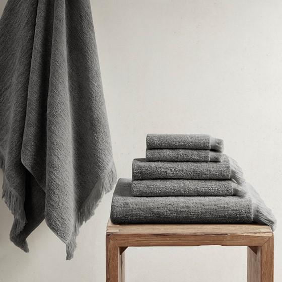 100% Cotton Dobby 6pcs Towel Set Charcoal