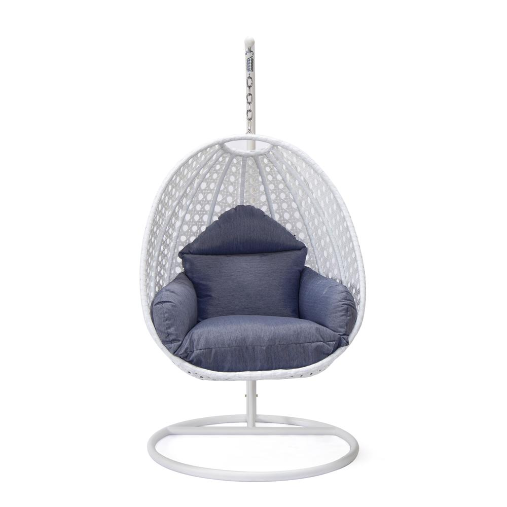 LeisureMod Wicker Hanging Egg Swing Chair, Beige