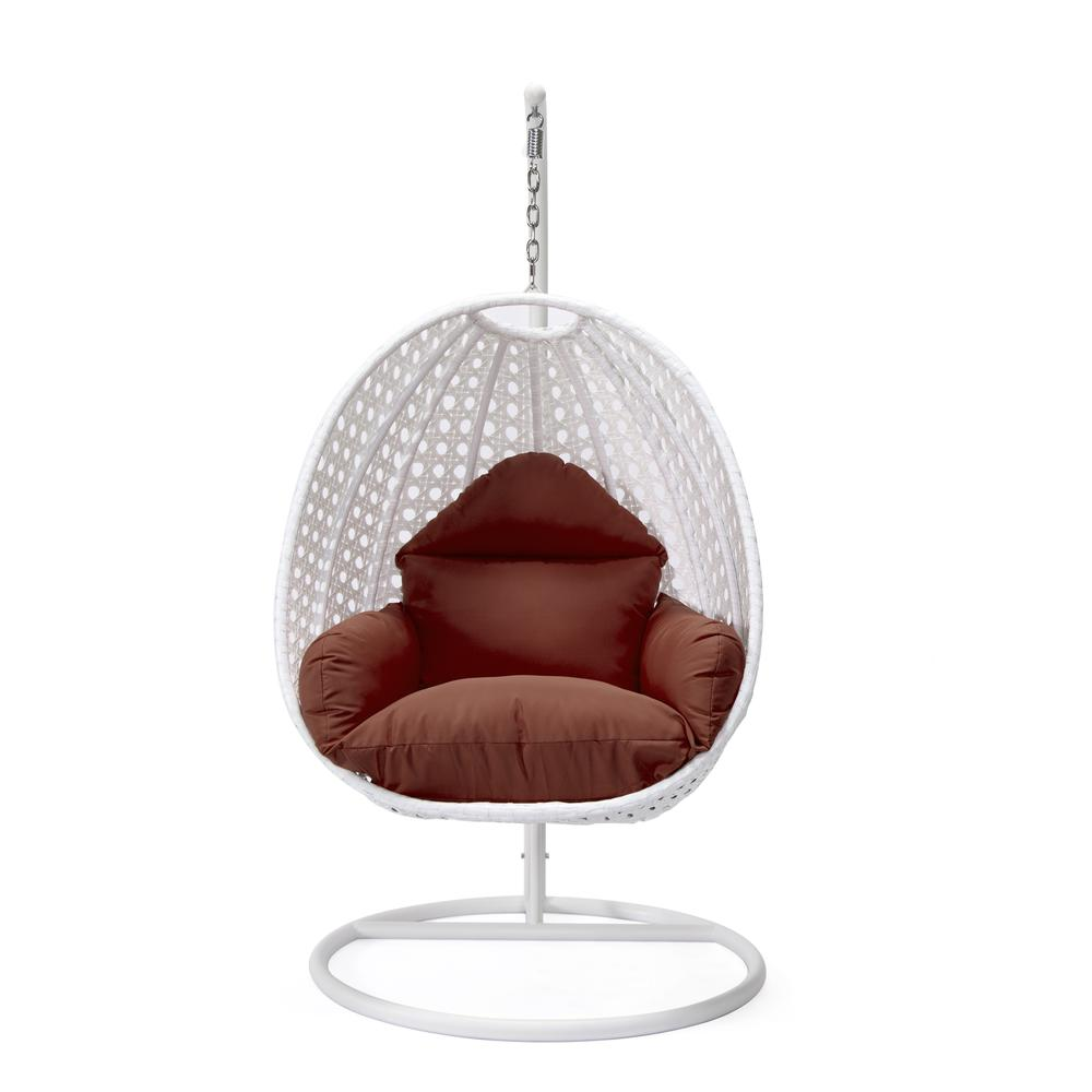 LeisureMod Wicker Hanging Egg Swing Chair, Beige