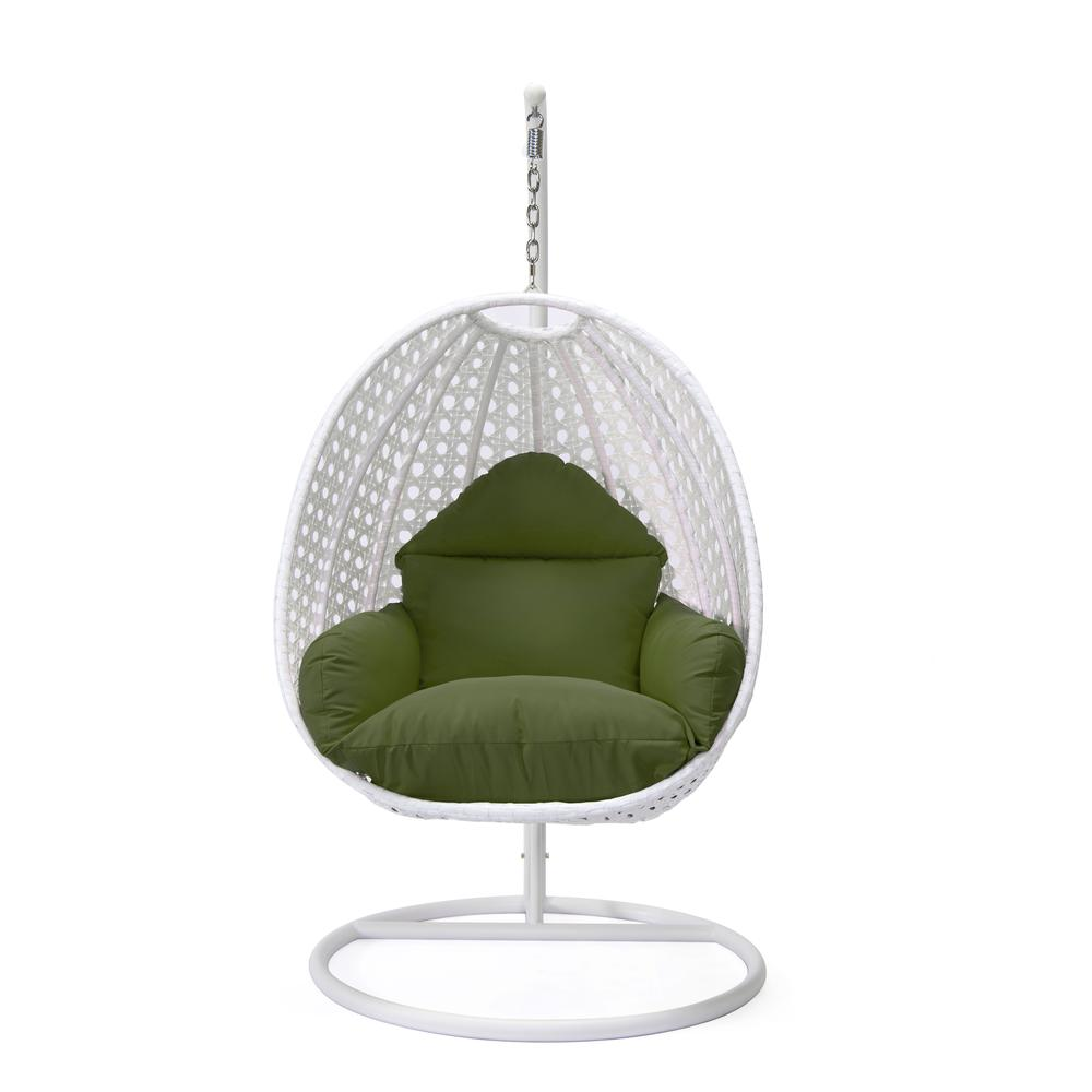 LeisureMod Wicker Hanging Egg Swing Chair, Beige