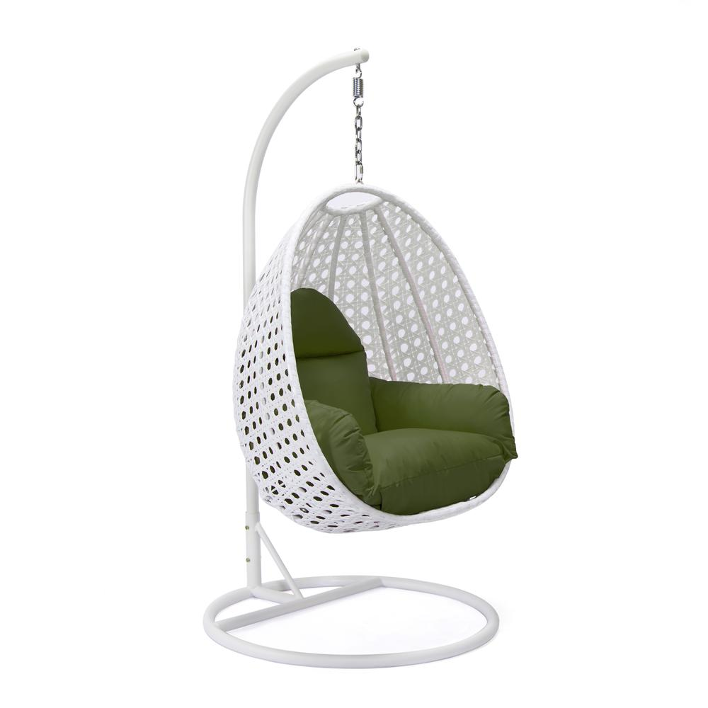 LeisureMod Wicker Hanging Egg Swing Chair, Beige