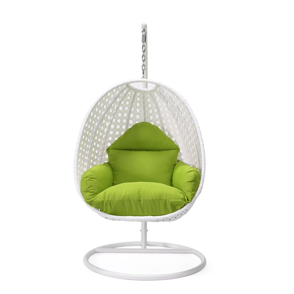 LeisureMod Wicker Hanging Egg Swing Chair, Beige