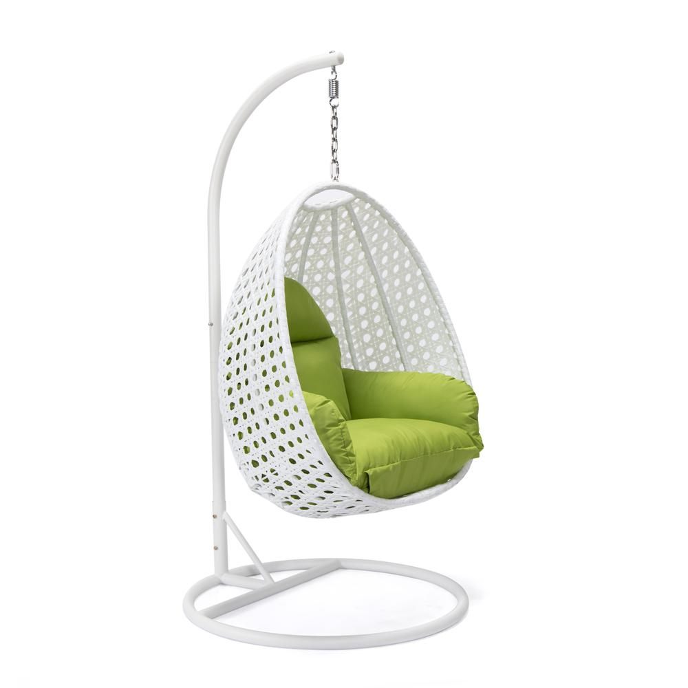 LeisureMod Wicker Hanging Egg Swing Chair, Beige