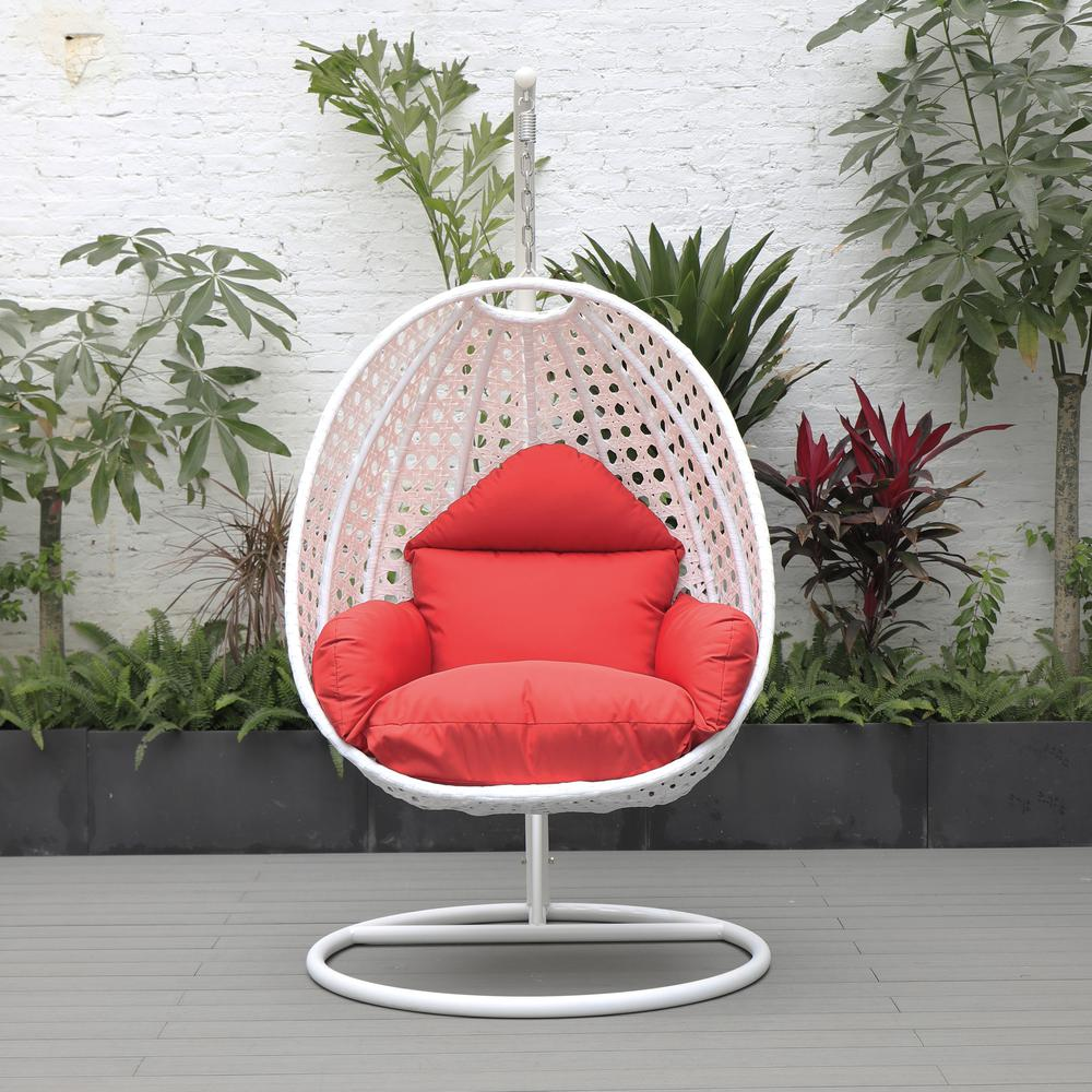 LeisureMod Wicker Hanging Egg Swing Chair, Beige