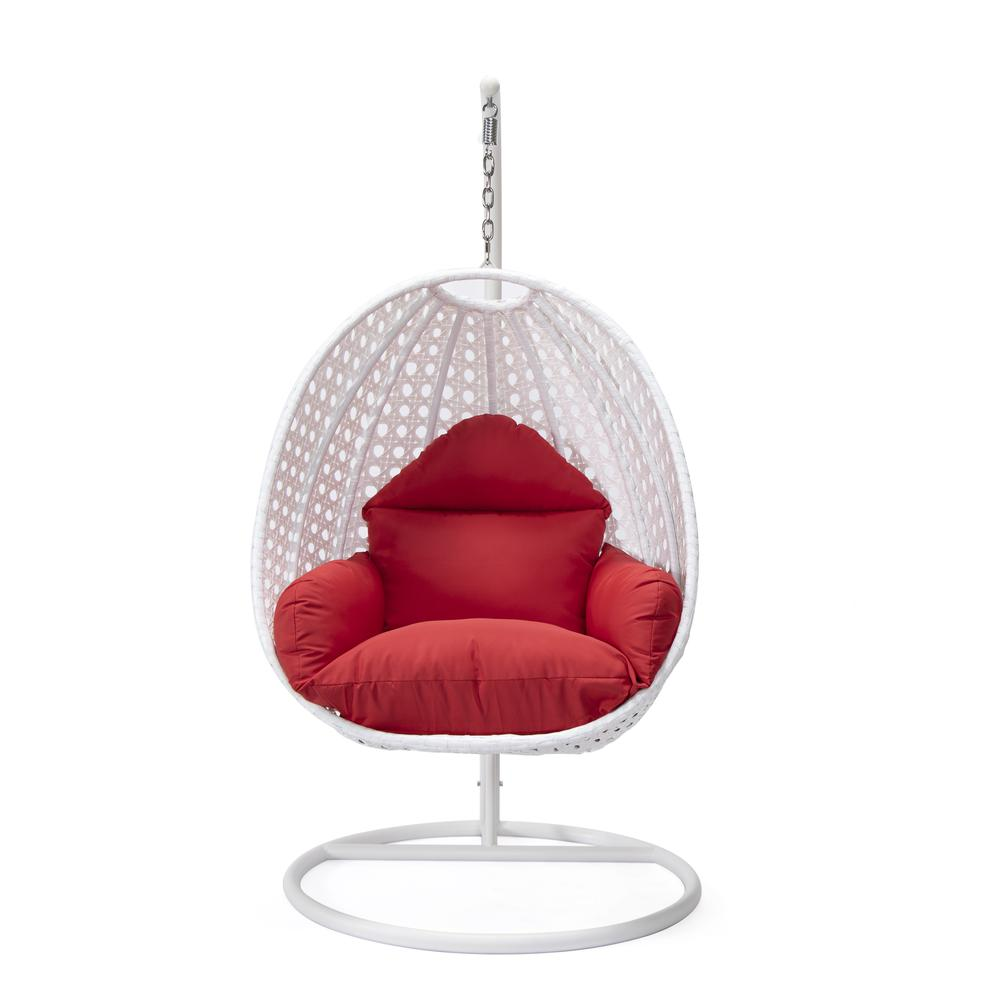 LeisureMod Wicker Hanging Egg Swing Chair, Beige