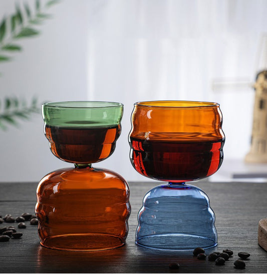 Retro Nordic Two-Tone Dual Opening Glass Cup