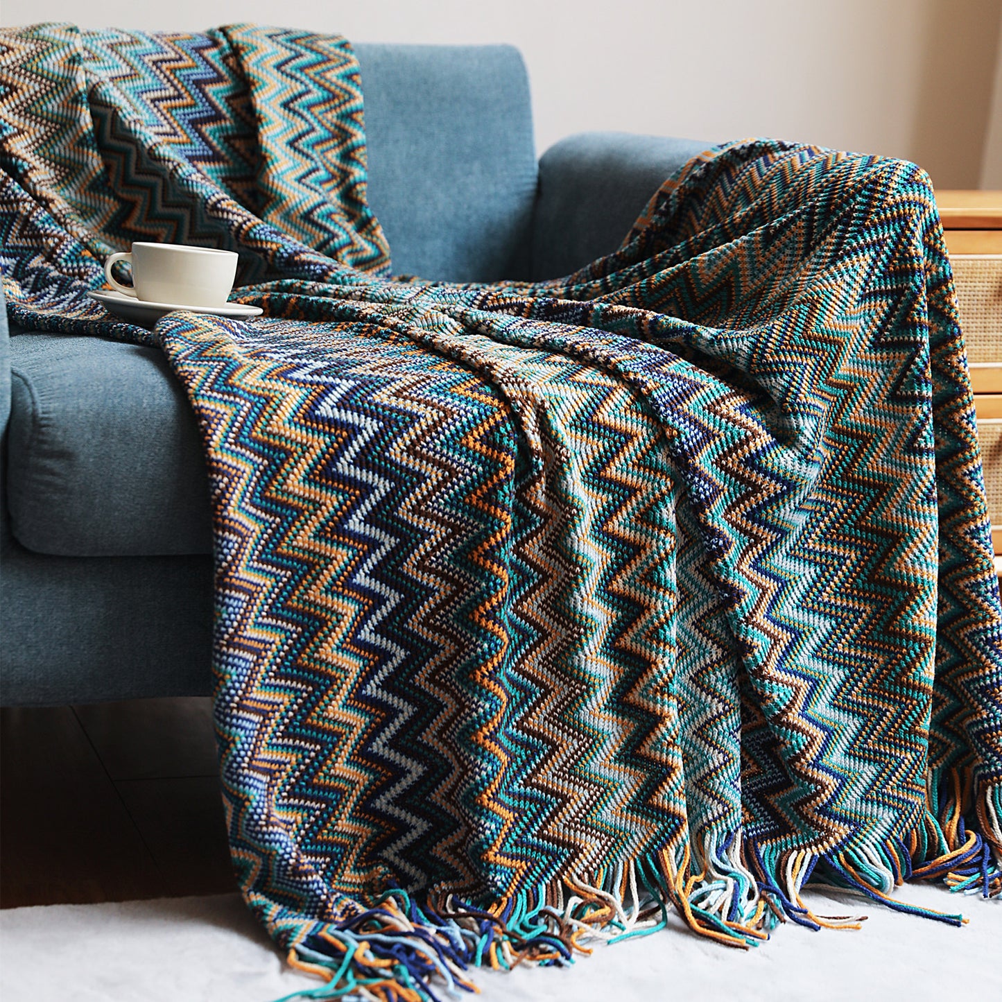 Boho Chevron Throw Blanket