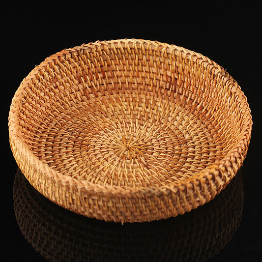 Woven Fruit Basket Snack Candy Basket Tea Tray Storage Basket Bread Tray