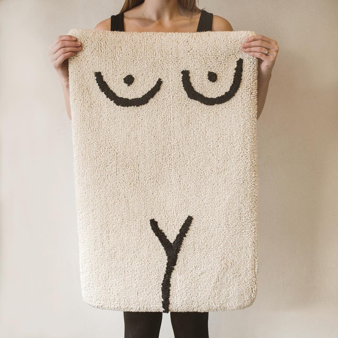 justgirlythings Nudie Bath Mat black and white