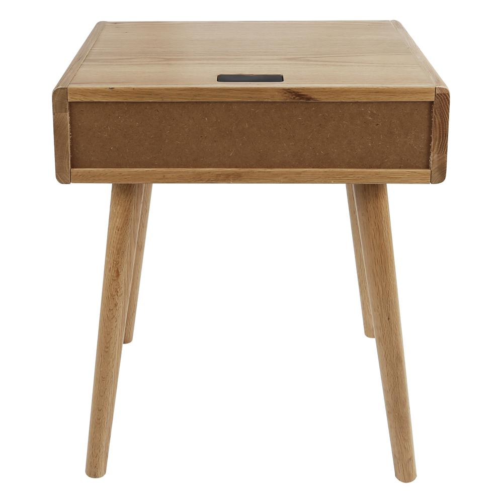 Freedom Nightstand/End Table with USB Ports Made of Solid American Oak