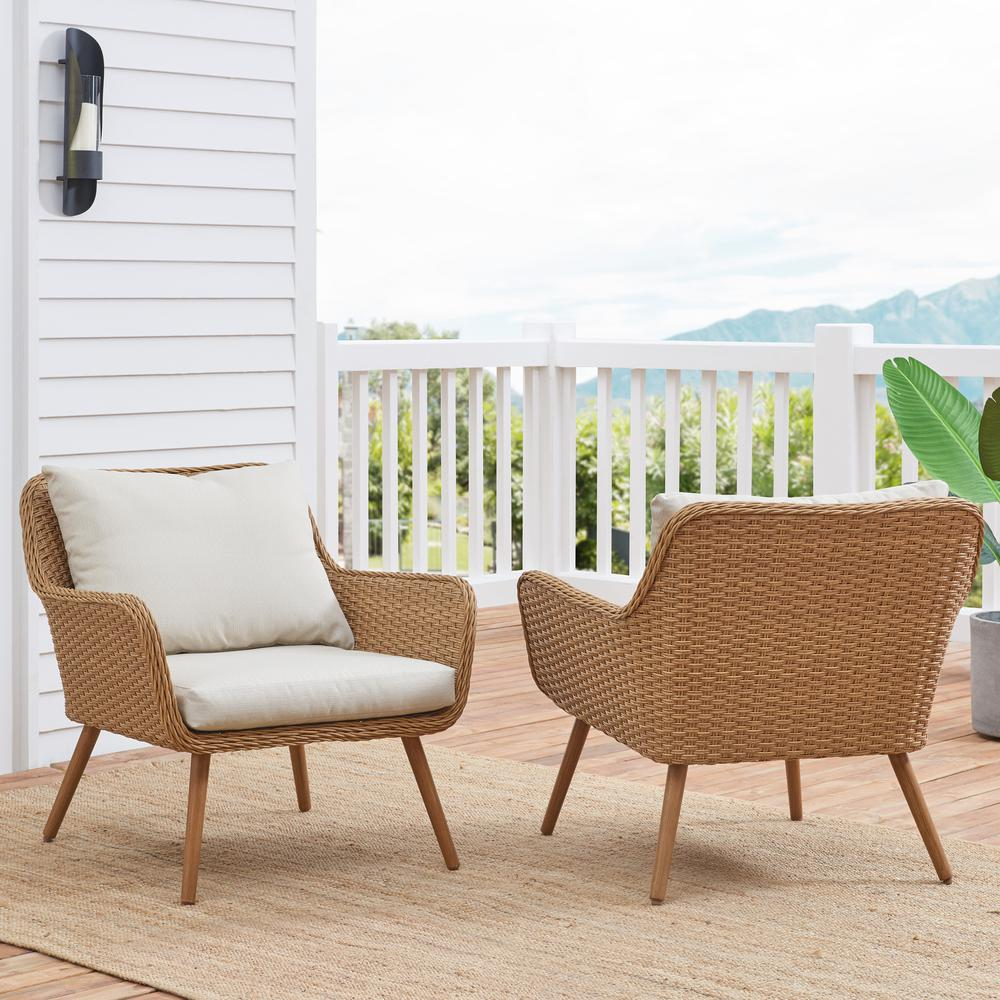 Landon 2Pc Outdoor Wicker Chair Set Light Brown - 2 Chairs