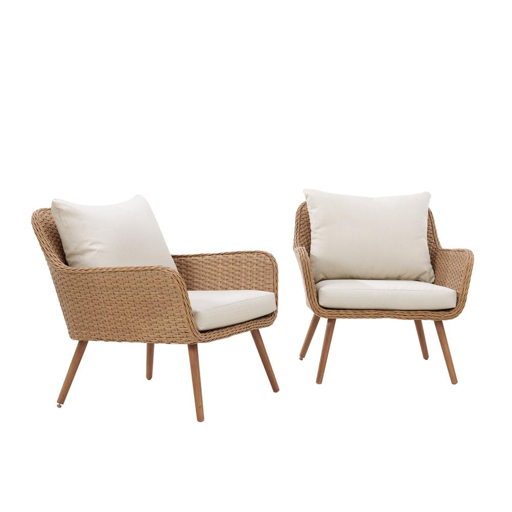 Landon 2Pc Outdoor Wicker Chair Set Light Brown - 2 Chairs