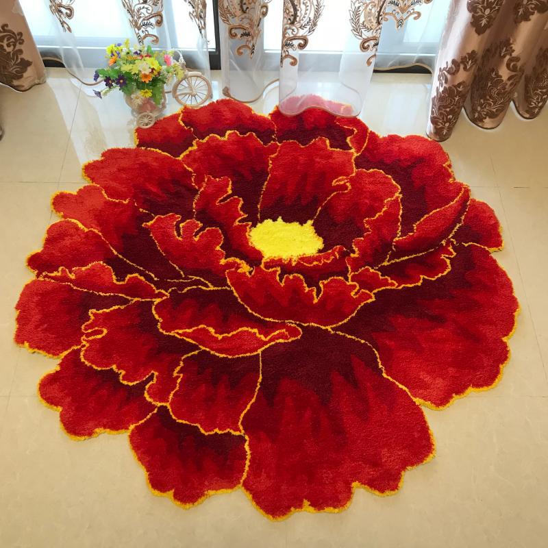 Red Peony Carpet Bath Mat