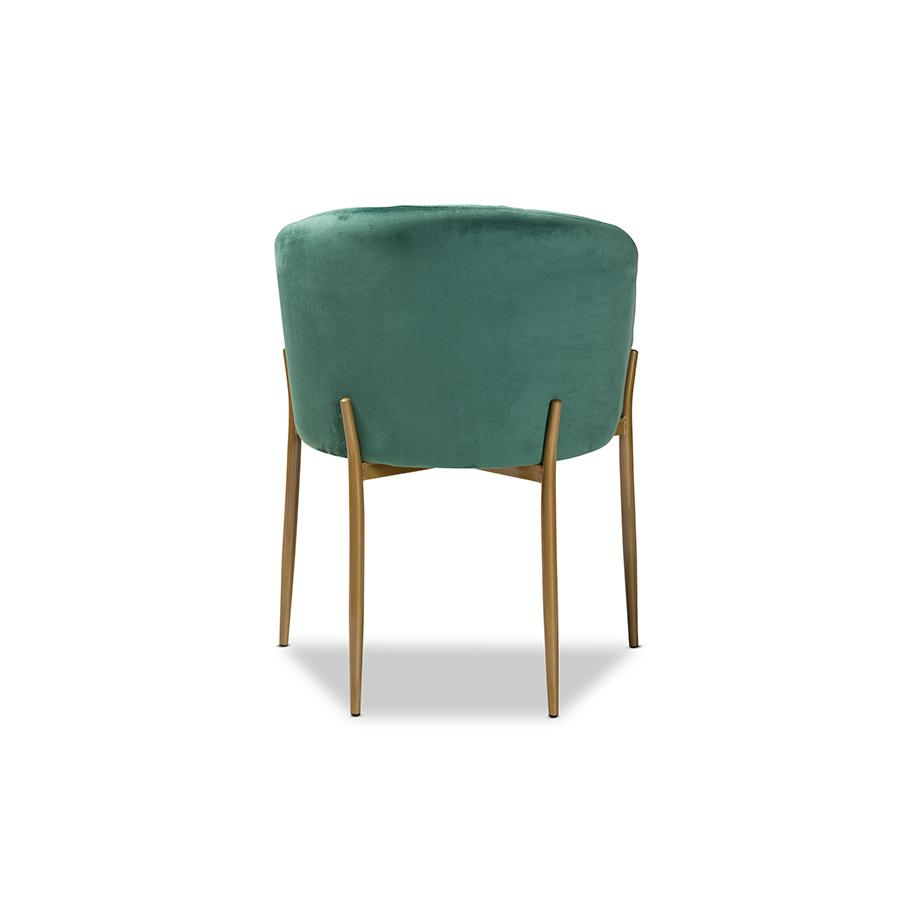 Mallard Modern Luxe and Glam Green Velvet Fabric Upholstered and Gold Finished Metal Dining Chair