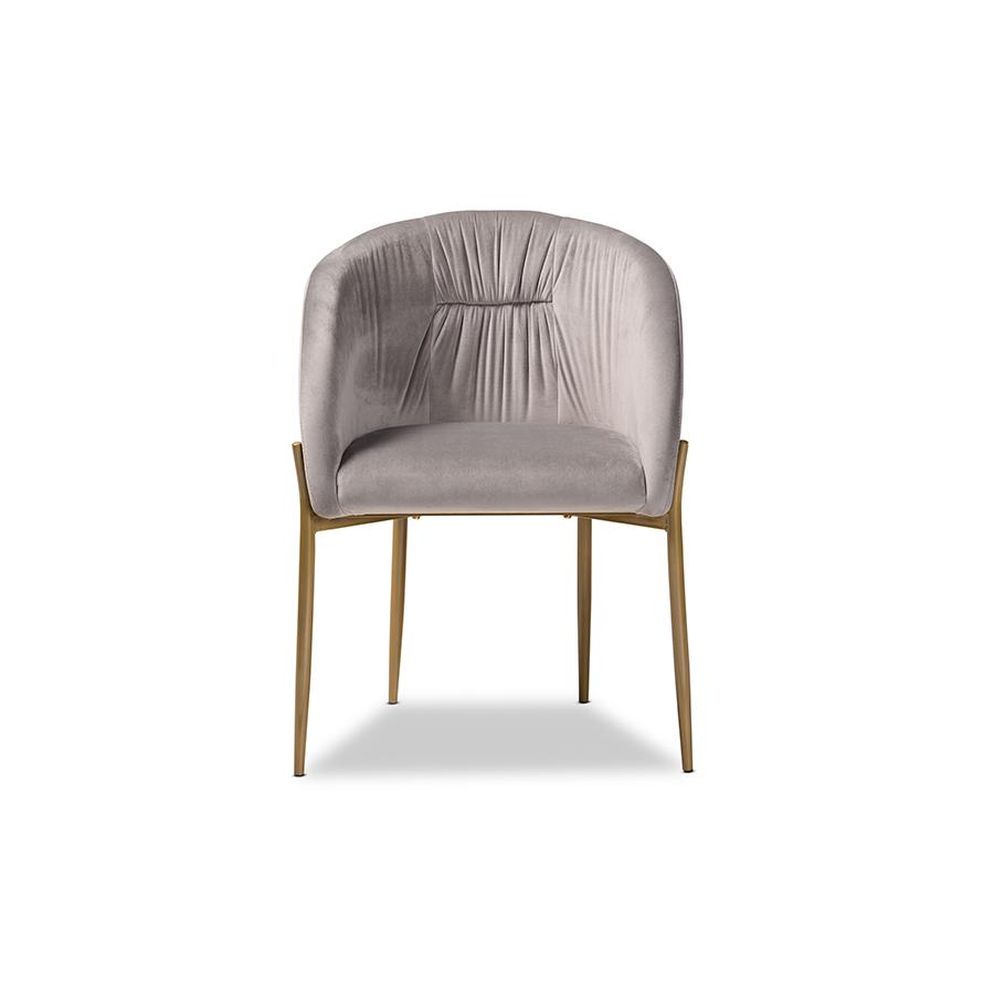 Baxton Studio Ballard Modern Luxe and Glam Grey Velvet Fabric Upholstered and Gold Finished Metal Dining Chair