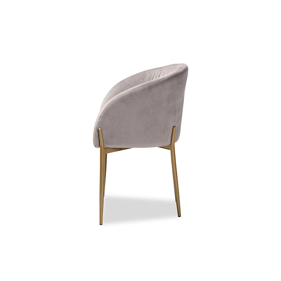 Baxton Studio Ballard Modern Luxe and Glam Grey Velvet Fabric Upholstered and Gold Finished Metal Dining Chair