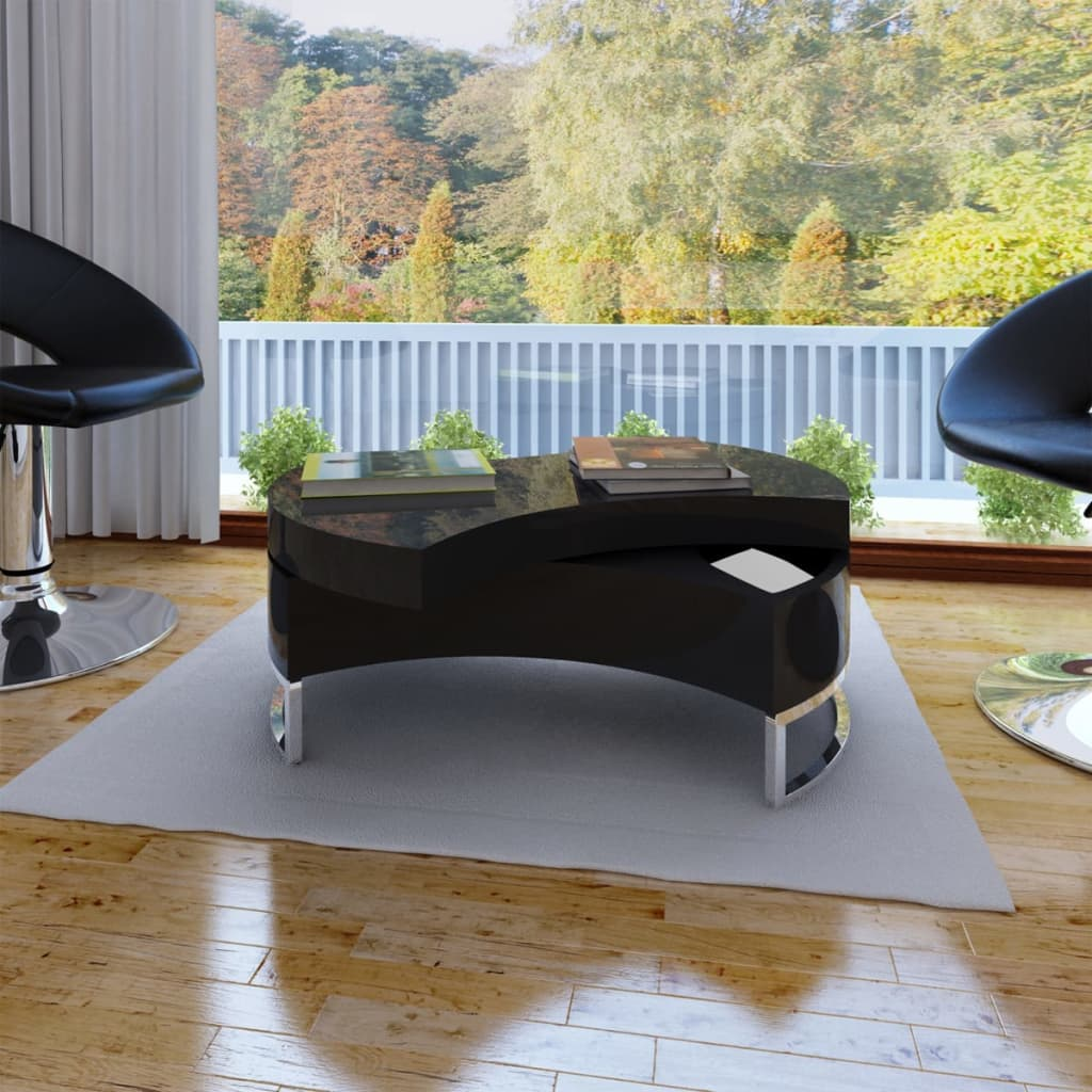 vidaXL Coffee Table Shape-Adjustable High Gloss Black