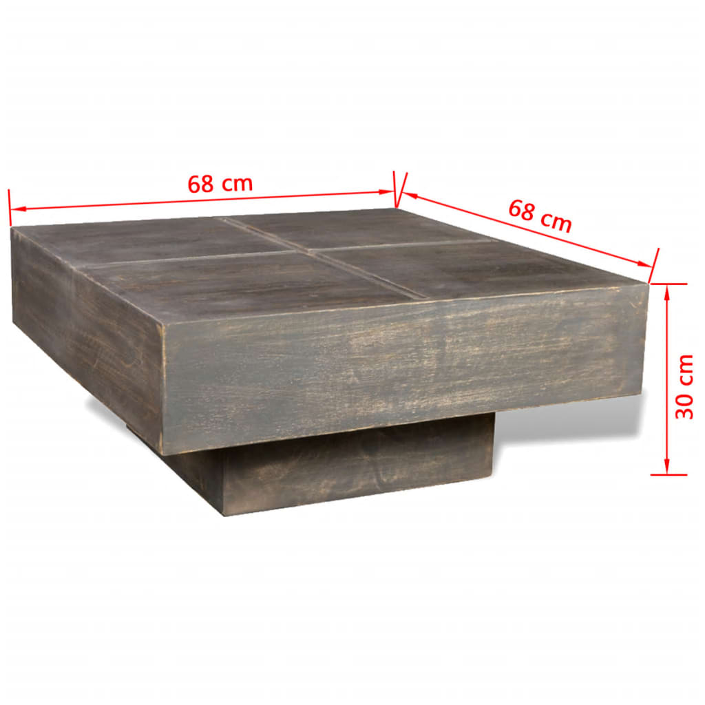 vidaXL Coffee Table Dark Brown Square Solid Mango Wood