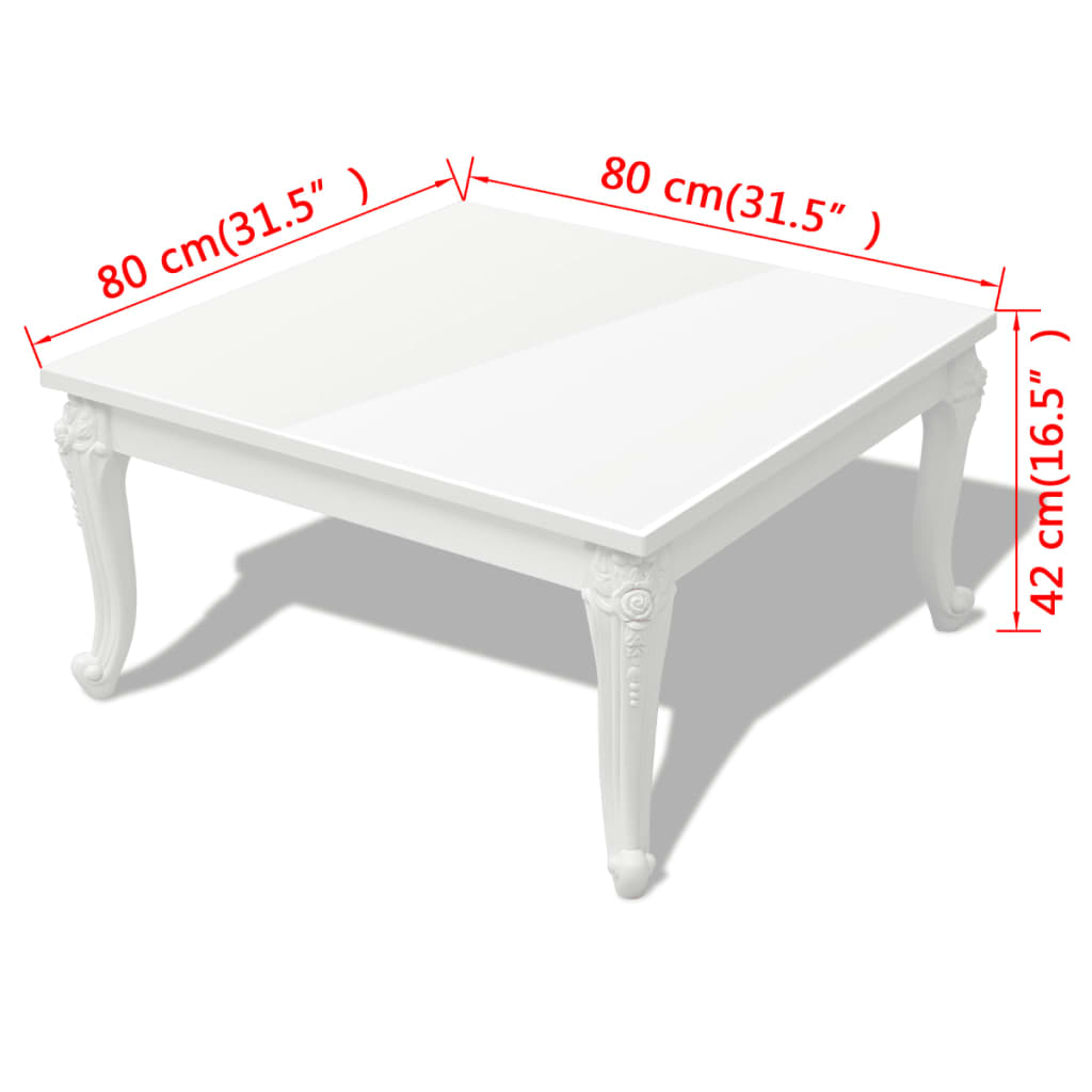 vidaXL Coffee Table 31.5"x31.5"x16.5" High Gloss White