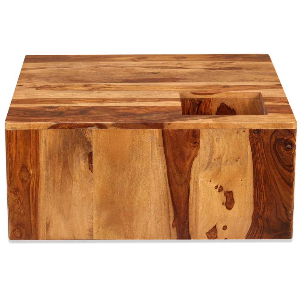 vidaXL Coffee Table Solid Sheesham Wood 27.6"x27.6"x11.8"