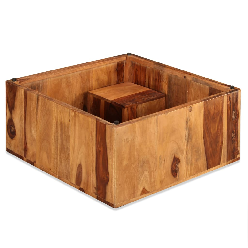 vidaXL Coffee Table Solid Sheesham Wood 27.6"x27.6"x11.8"