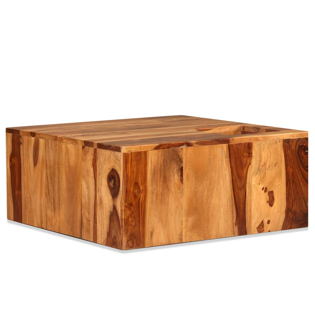 vidaXL Coffee Table Solid Sheesham Wood 27.6"x27.6"x11.8"