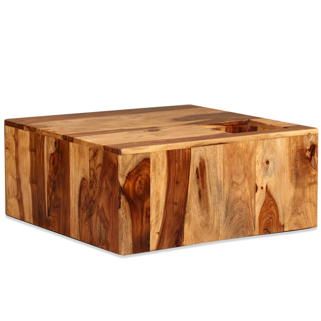 vidaXL Coffee Table Solid Sheesham Wood 27.6"x27.6"x11.8"