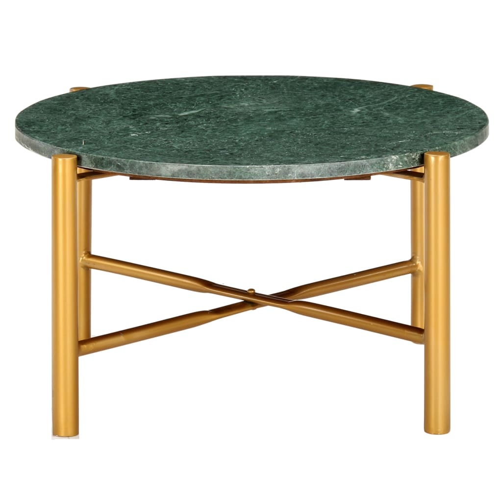 vidaXL Coffee Table Green 23.6"x23.6"x13.8" Real Stone with Marble Texture