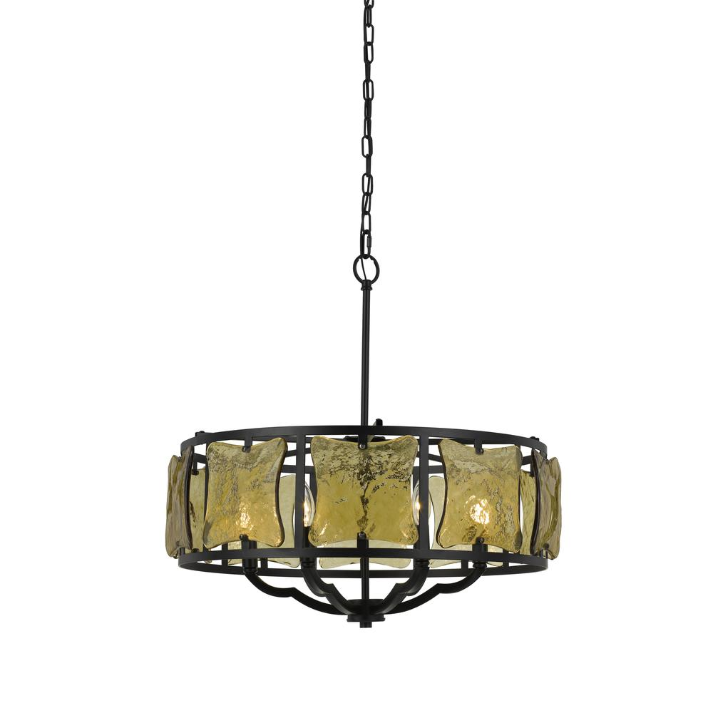 Revenna Forged Iron Chandelier With Hand Crafted Glass