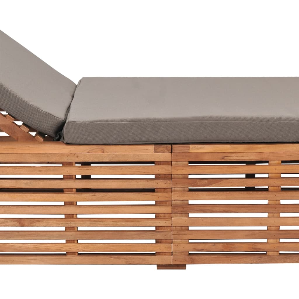 vidaXL Sun Lounger with Dark Gray Cushion Solid Teak Wood