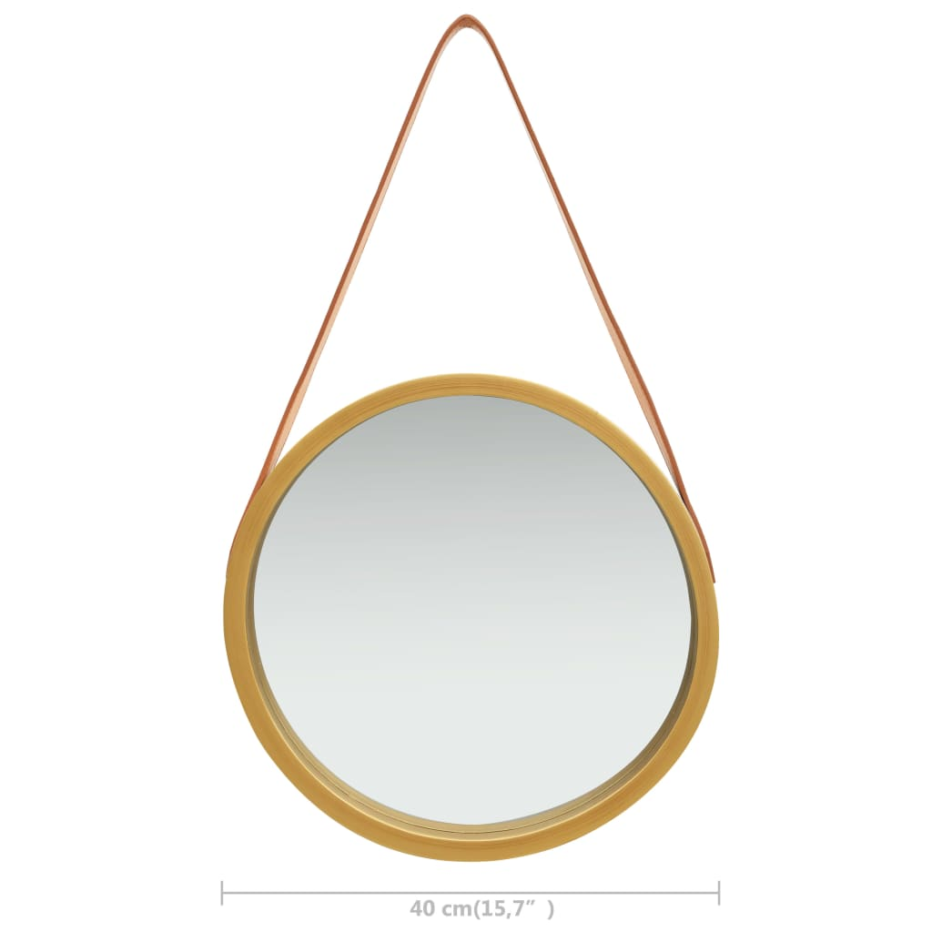 vidaXL Wall Mirror with Strap 15.7" Gold