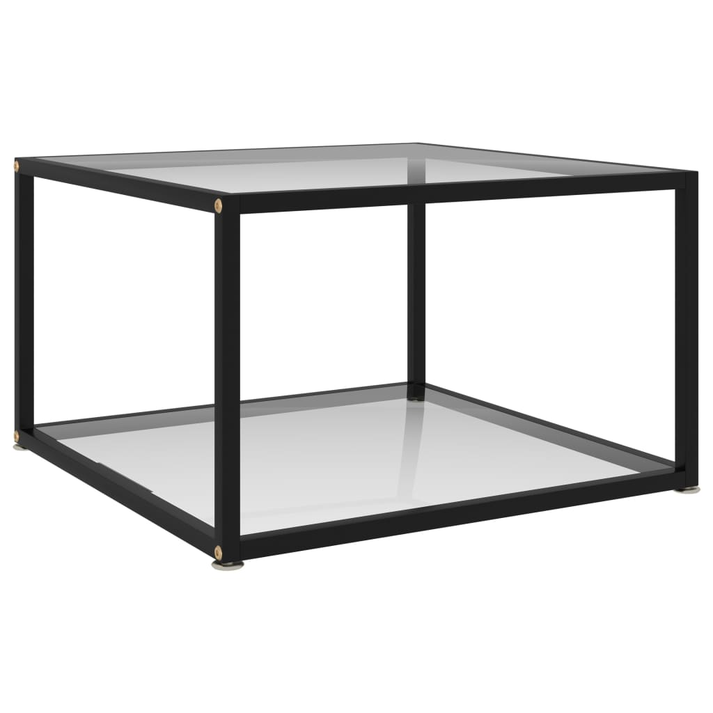 vidaXL Coffee Table Transparent 23.6"x23.6"x13.8" Tempered Glass