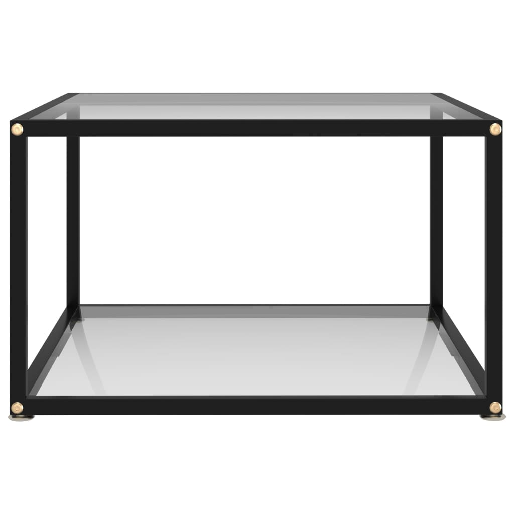 vidaXL Coffee Table Transparent 23.6"x23.6"x13.8" Tempered Glass