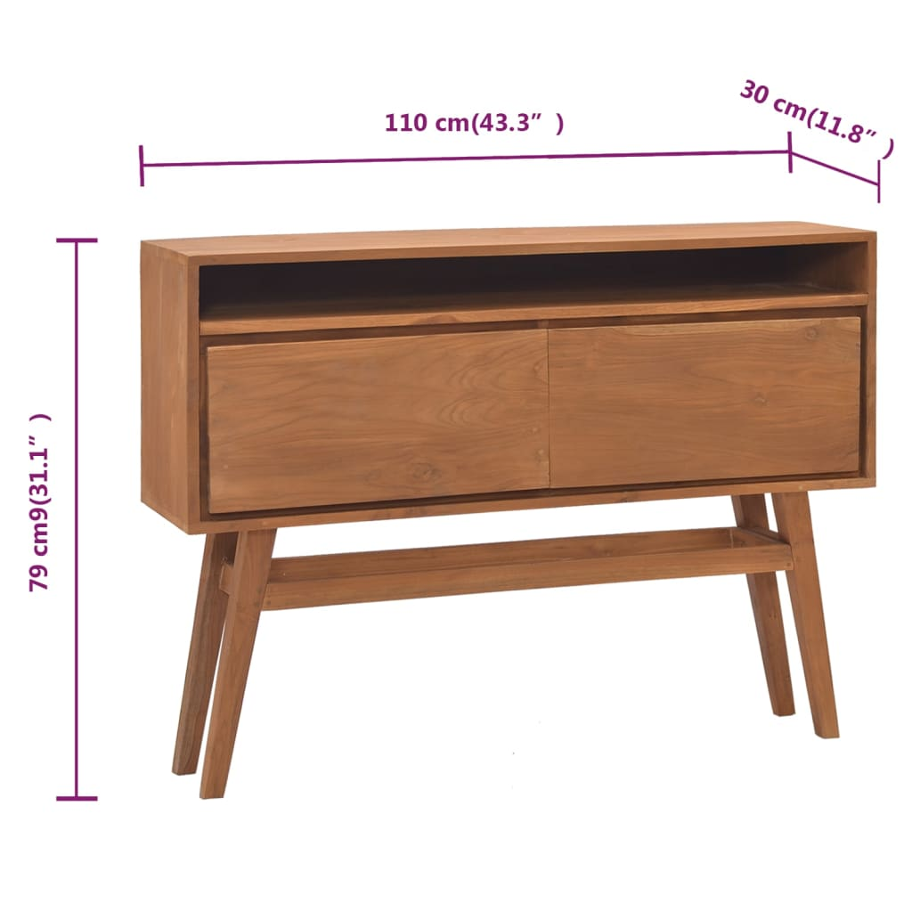 vidaXL Console Table 43.3"x11.8"x31.1" Solid Teak Wood