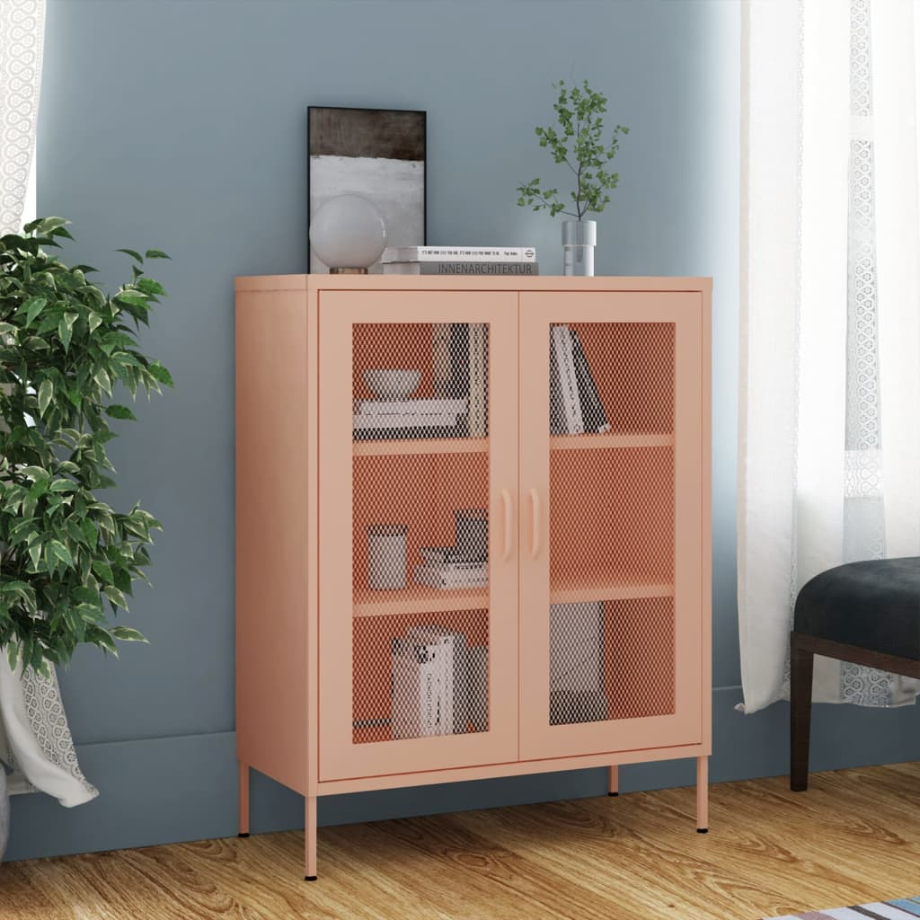 vidaXL Storage Cabinet Pink 31.5"x13.8"x40" Steel