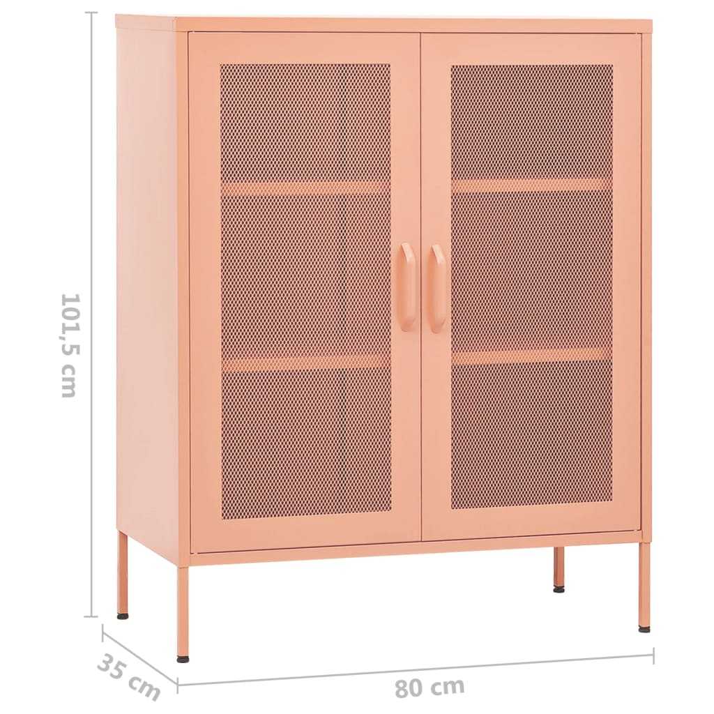 vidaXL Storage Cabinet Pink 31.5"x13.8"x40" Steel