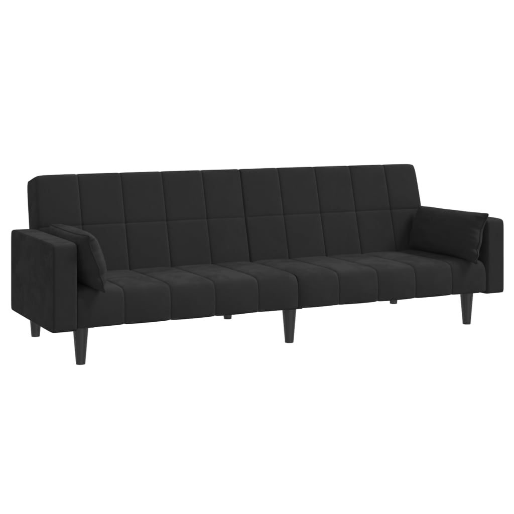 vidaXL 2-Seater Sofa Bed with Two Pillows Black Velvet