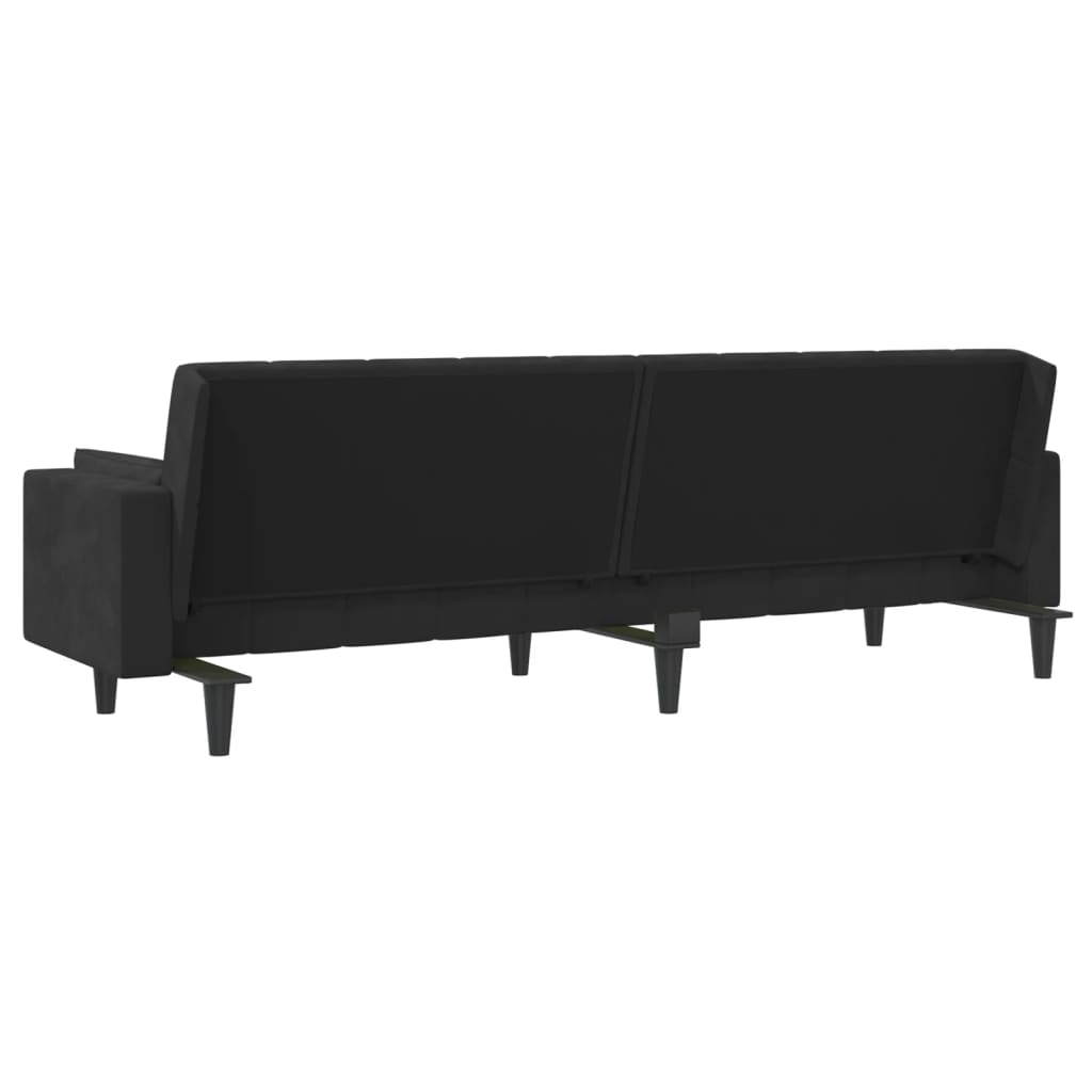 vidaXL 2-Seater Sofa Bed with Two Pillows Black Velvet