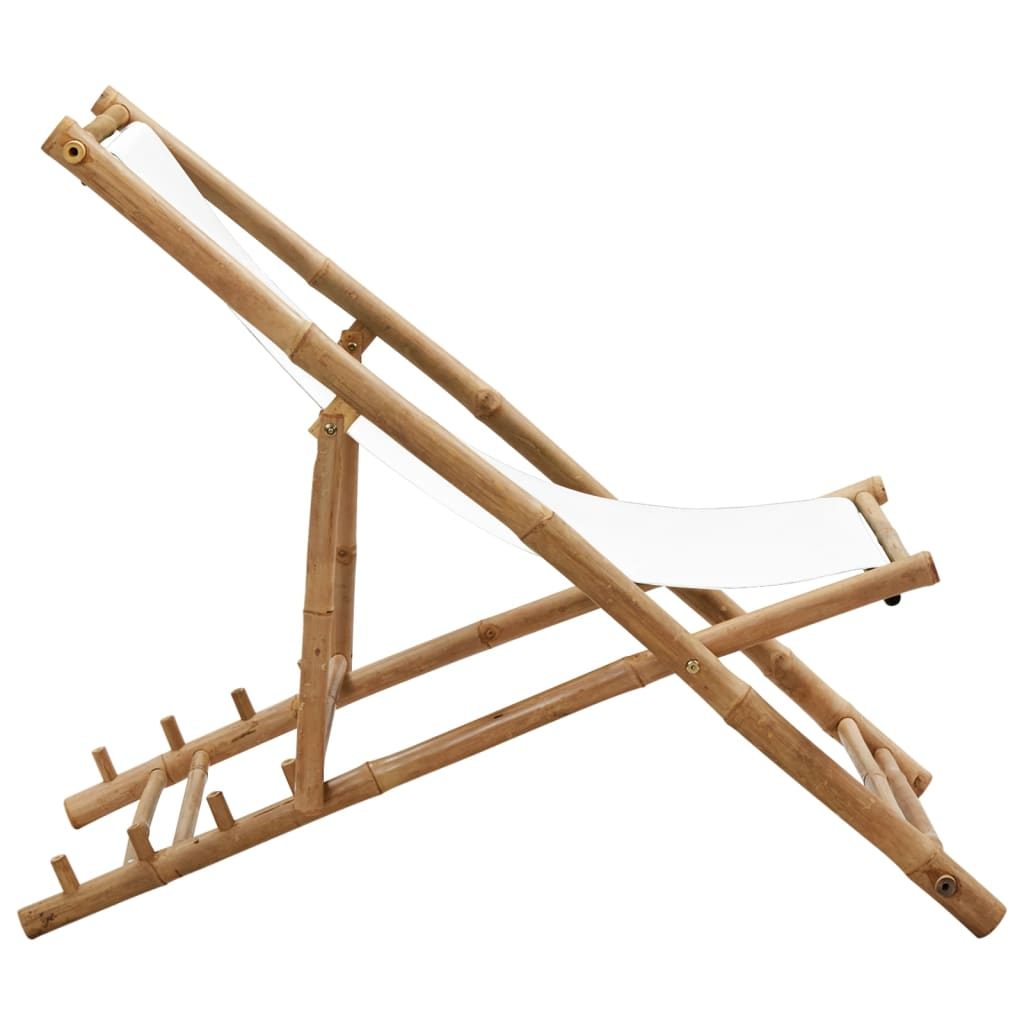 vidaXL Patio Deck Chair Bamboo and Canvas