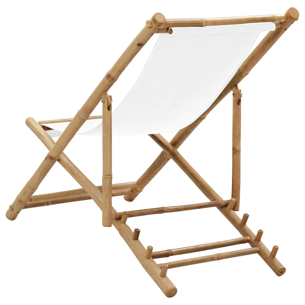 vidaXL Patio Deck Chair Bamboo and Canvas