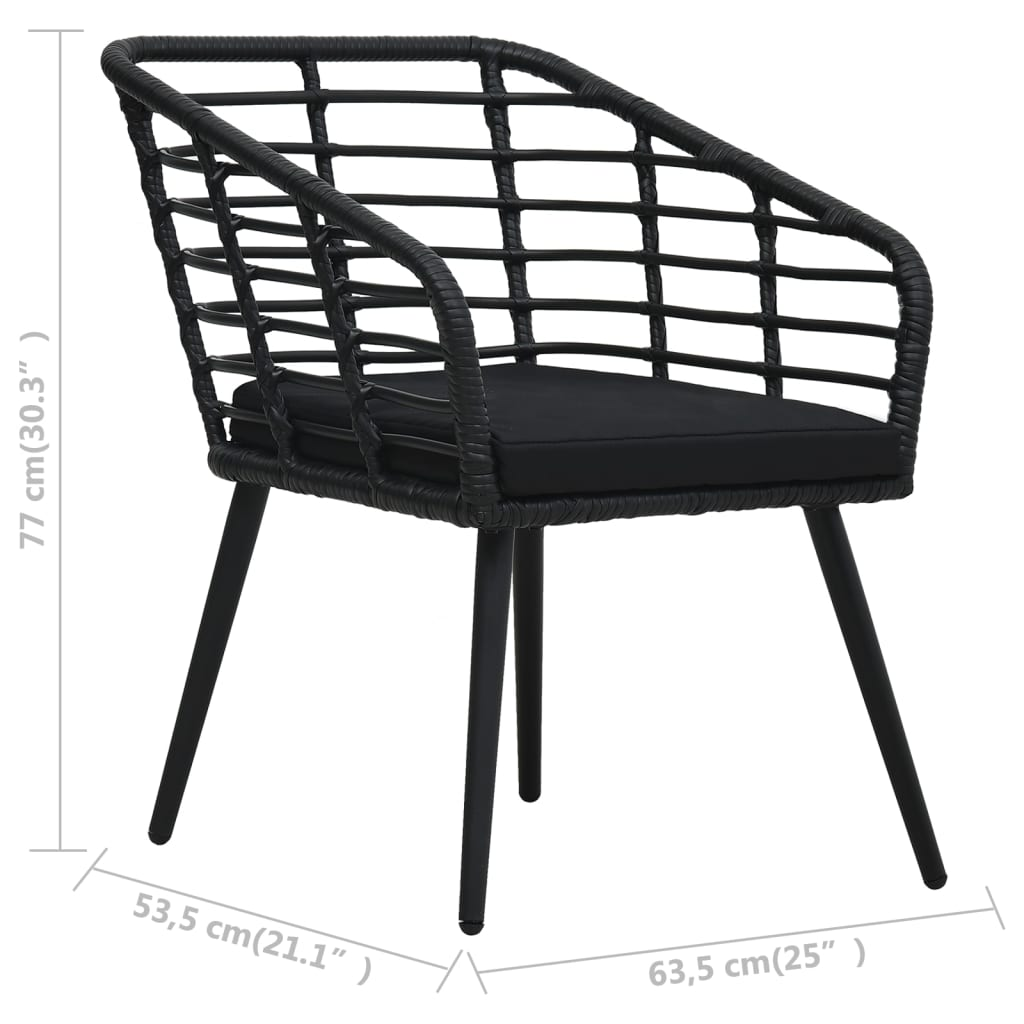 vidaXL 3 Piece Bistro Set Poly Rattan Black