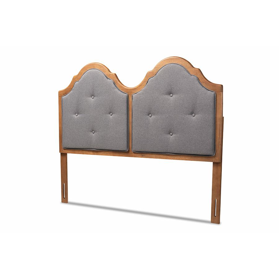 Dark Grey and Walnut Brown Finished Wood Queen Size Arched Headboard