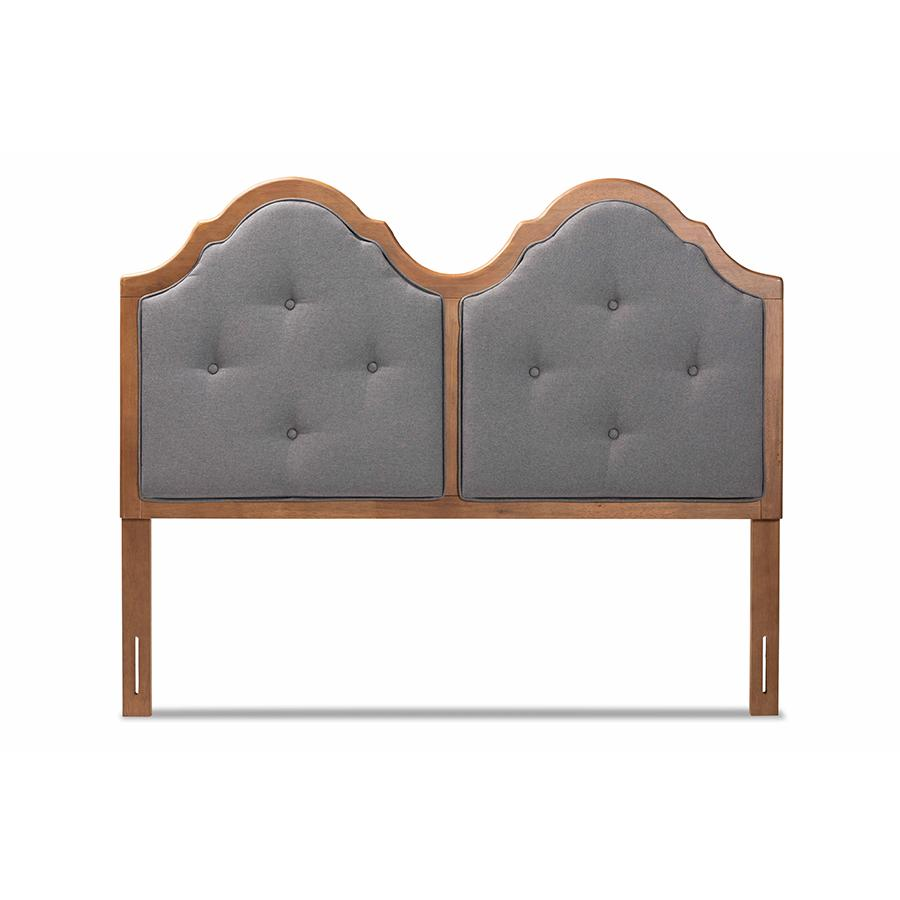 Dark Grey and Walnut Brown Finished Wood Queen Size Arched Headboard