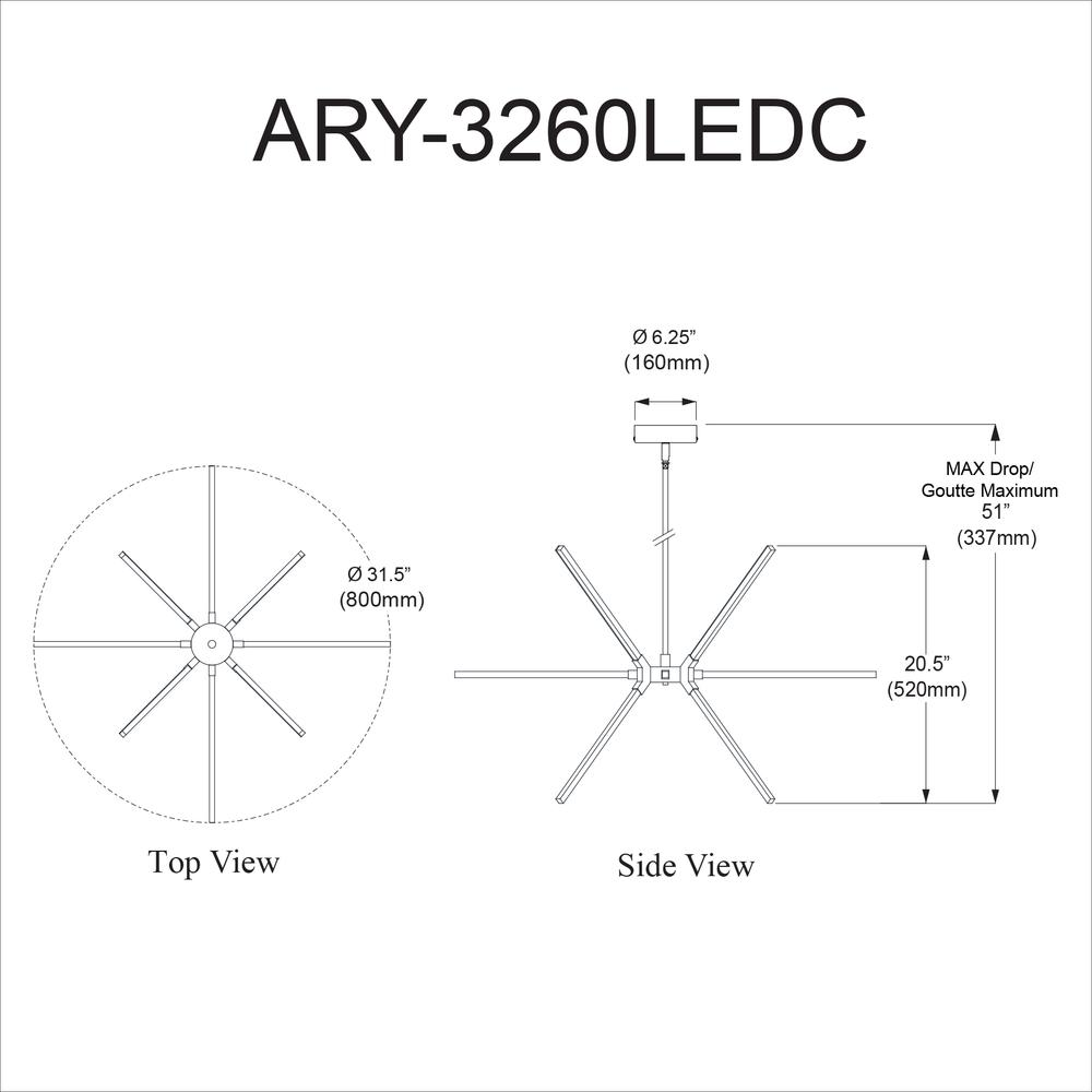 60W Chandelier AGB w/ WH Acrylic Diffuser