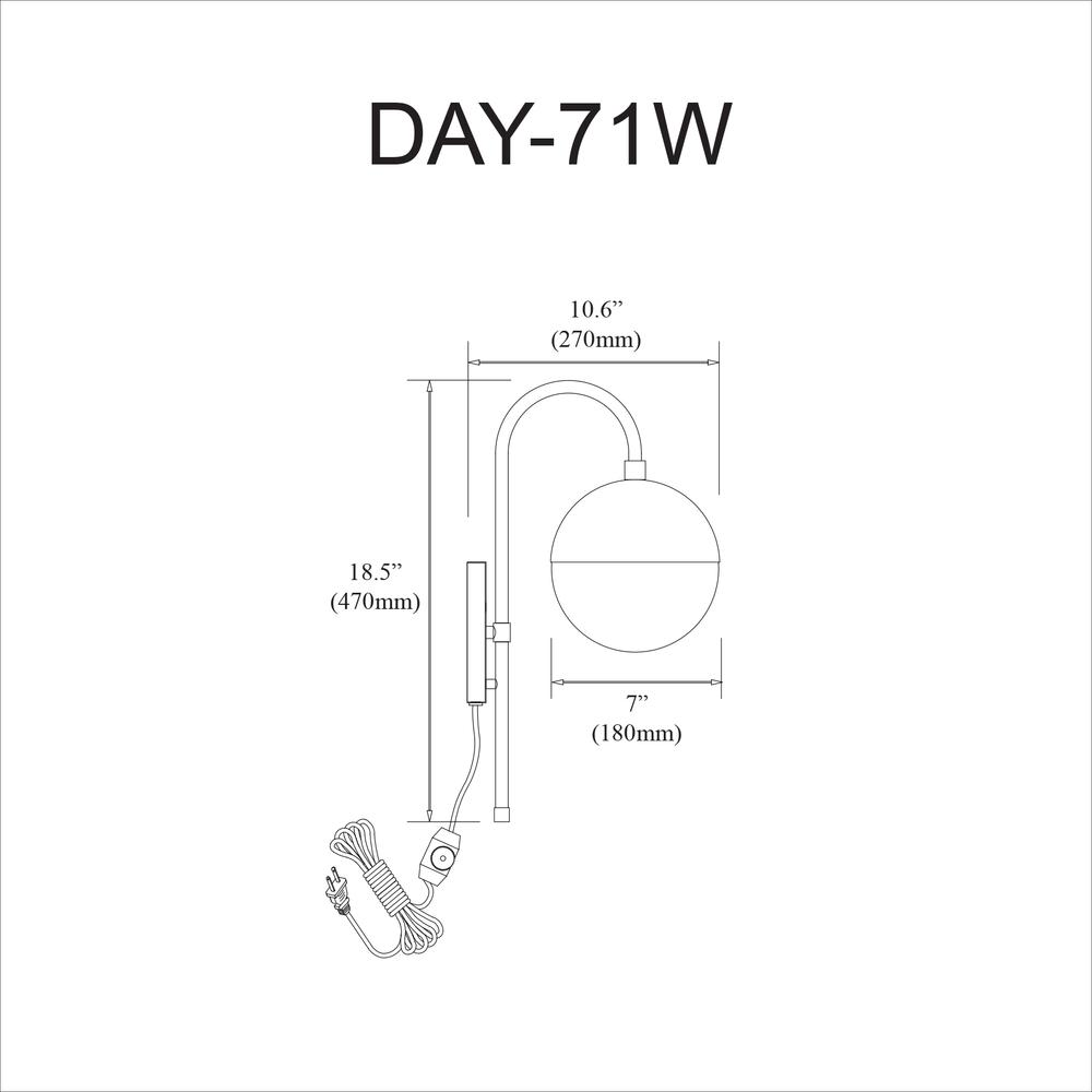 1LT Halogen Wall Sconce, AB, HW + Plug